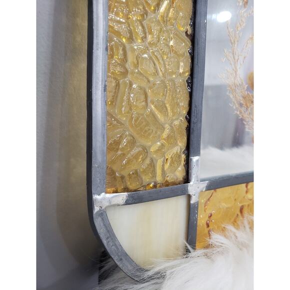 Vintage Real Butterfly Dried Pressed Flower Stained Glass Sun Catcher Decor Boho - Picture 4 of 14